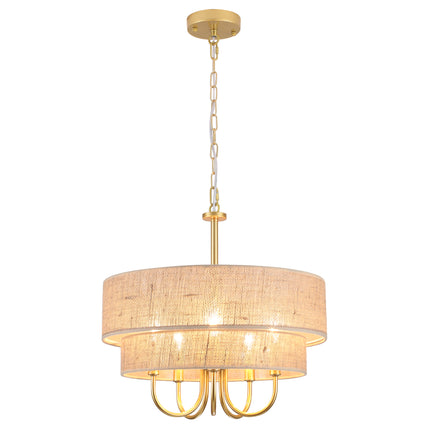 Rustic Black 2-Tier Linen Chandelier 5-Light