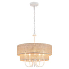 Rustic Black 2-Tier Linen Chandelier 5-Light