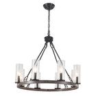 8-Light Gold  Wagon Wheel Chandelier