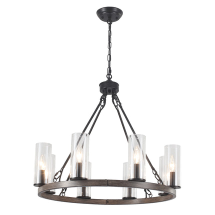 8-Light Gold  Wagon Wheel Chandelier