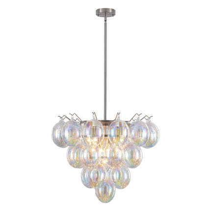 9-Light Matte Black Iridescent Globe Chandelier