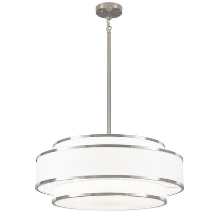 3-Light Matte Black Fabric Shade Chandelier