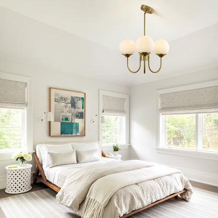 Chandelier Milky White Glass Shade 3-Light