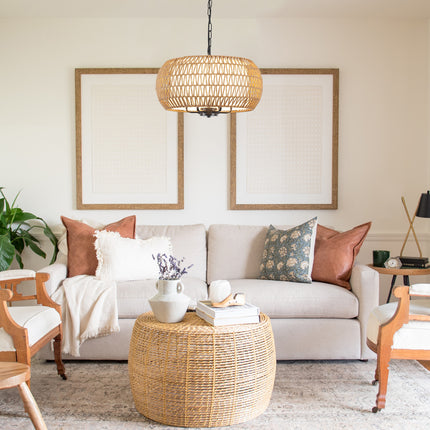 6-Light Woven Rattan Chandelier