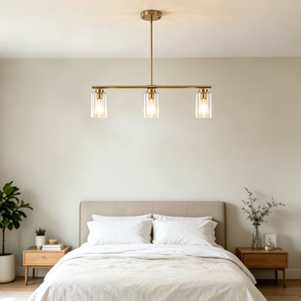 3-Light Brass Kitchen Island Pendant Light