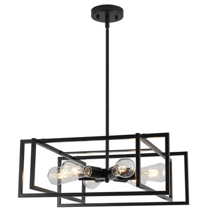 Rectangular 6-Light Black Island Chandelier