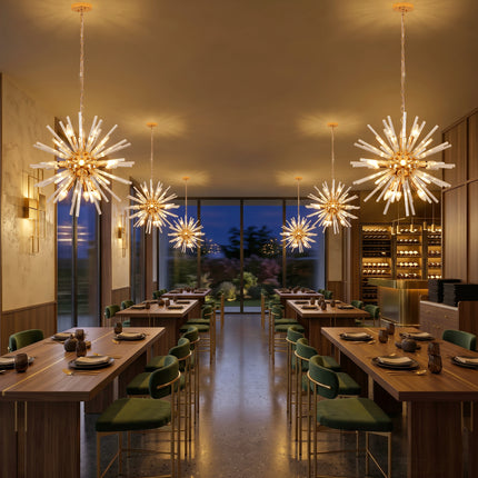 12-Light French Gold Tube Pendant Light
