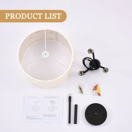 3-Light Black Capiz Shell Ceiling Light