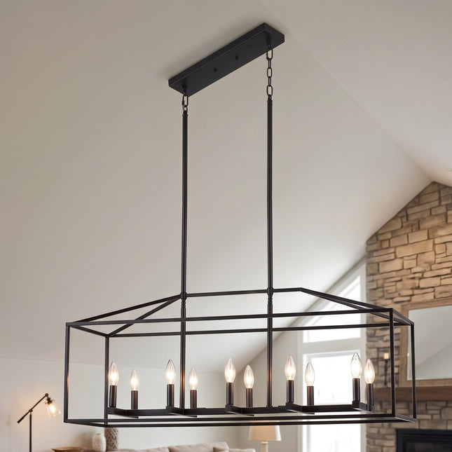 10-Light Black Linear Island Light