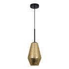 1-Light Matte Black & Gold Foil Glass Pendant