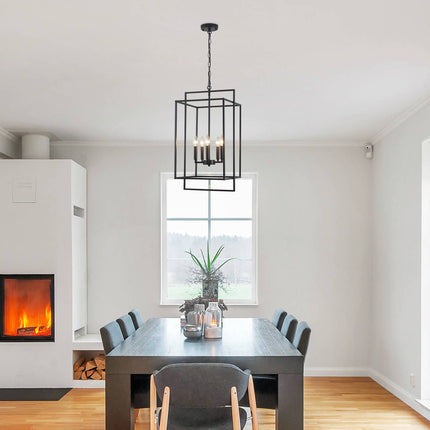 Black 5-Light Geometric Cage Lantern