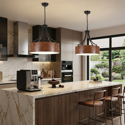 5-Light Matte Black Drum Chandelier
