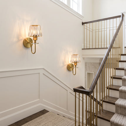 2-Pack 1-Light Brass Glass Strip Wall Sconces
