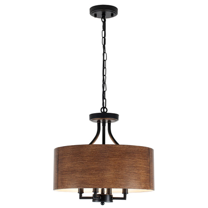 4-Light Rustic Brown Drum Chandelier