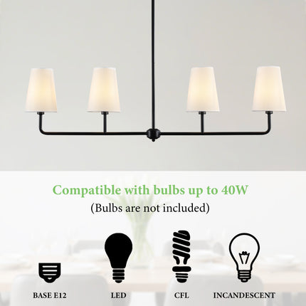 4-Light Matte Black Linear Pendant Light