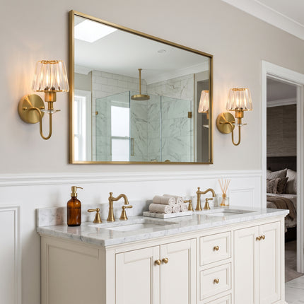 2-Pack 1-Light Brass Glass Strip Wall Sconces