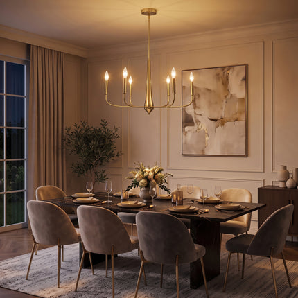 6-Light Brushed Brass Chandelier
