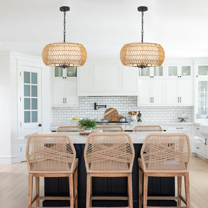 6-Light Woven Rattan Chandelier