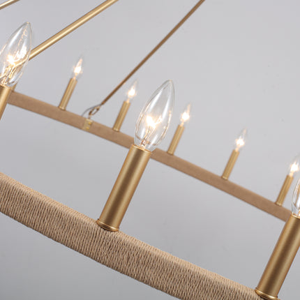 24-Light Matte Gold Rope Wagon Wheel Chandelier
