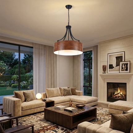 5-Light Matte Black Drum Chandelier