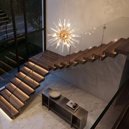 12-Light French Gold Tube Pendant Light