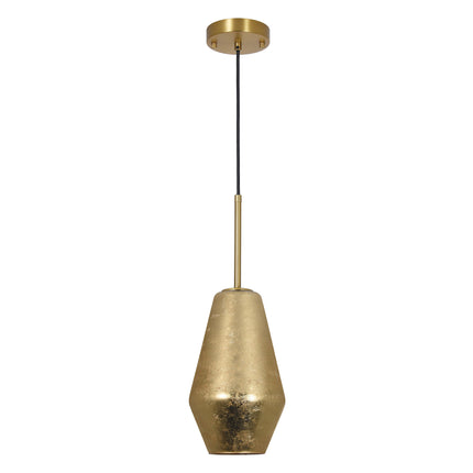 1-Light Matte Black & Gold Foil Glass Pendant