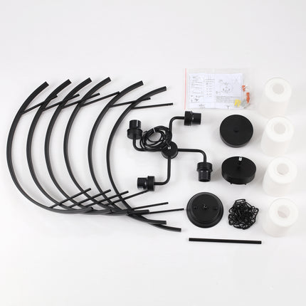 4-Light Black Globe Chandelier