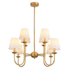 8-Light Brushed Brass Chandelier with Mini Linen Shades