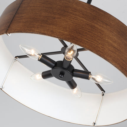 Black 5-Light Convertible Drum Chandelier