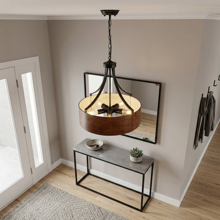 5-Light Matte Black Drum Chandelier