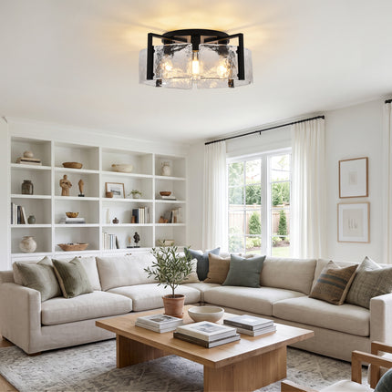 Black 4-Light Glass Ceiling Light