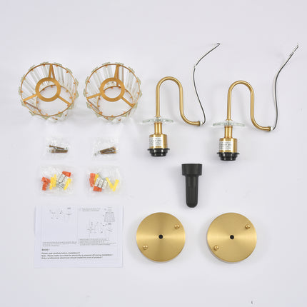 2-Pack 1-Light Brass Glass Strip Wall Sconces