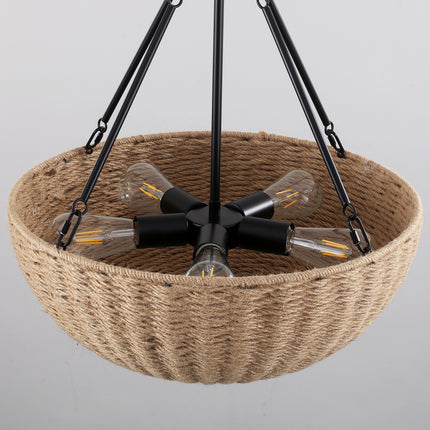 5-Light Hemp Rope Pendant Light