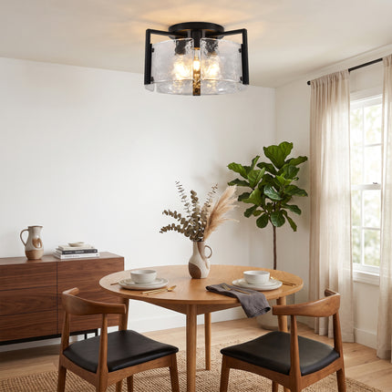 Black 3-Light Glass Ceiling Light