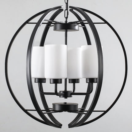 4-Light Black Globe Chandelier