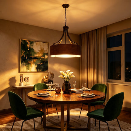 5-Light Matte Black Drum Chandelier