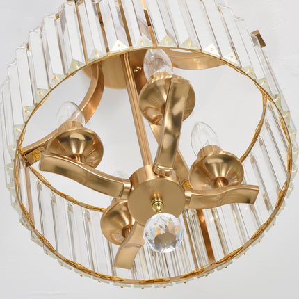 4-Light  Modern Copper Crystal Ceiling Light