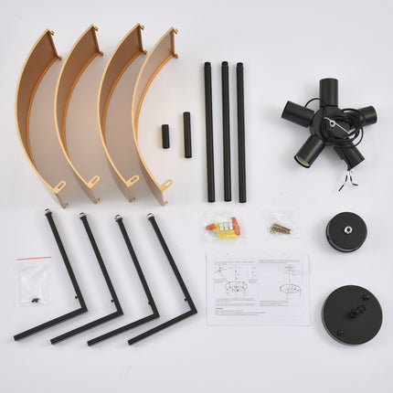 5-Light Black Metal Drum Flush Mount Ceiling Light