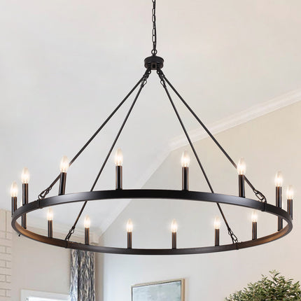 Chandelier Candle Wagon Wheel 16-Light