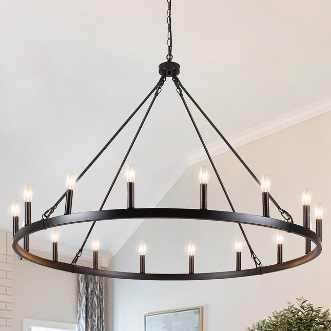 Chandelier Candle Wagon Wheel 16-Light