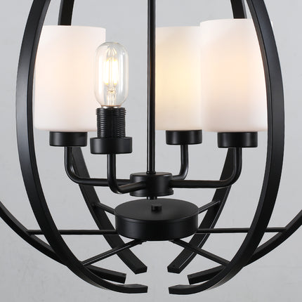 4-Light Black Globe Chandelier