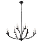12-Light Black Vintage Lotus Candle Chandelier