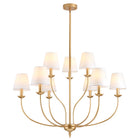 9-Light 2-Tier Brushed Brass Candle Chandelier with Linen Shades