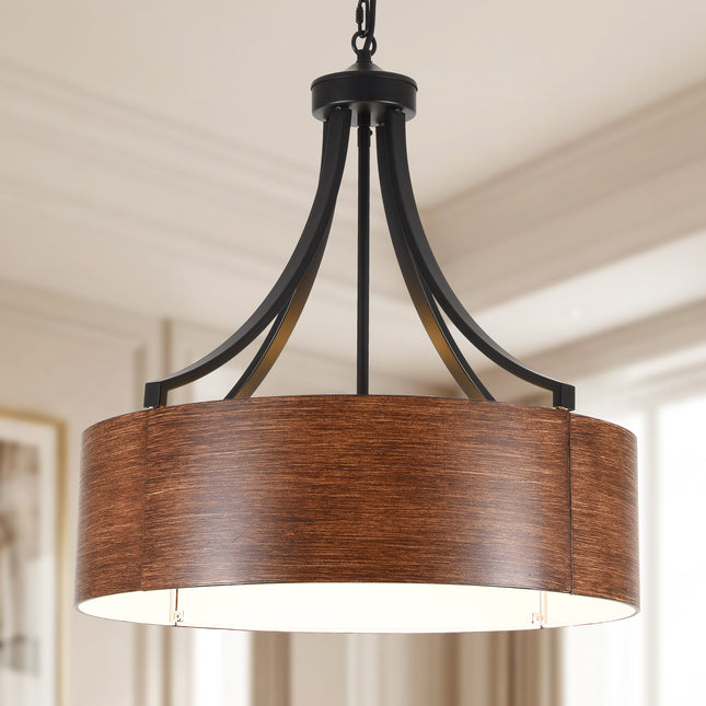 5-Light Matte Black Drum Chandelier