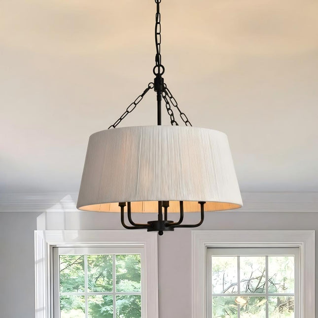 Boho-Inspired 5-Light Tapered Cotton String  Chandelier