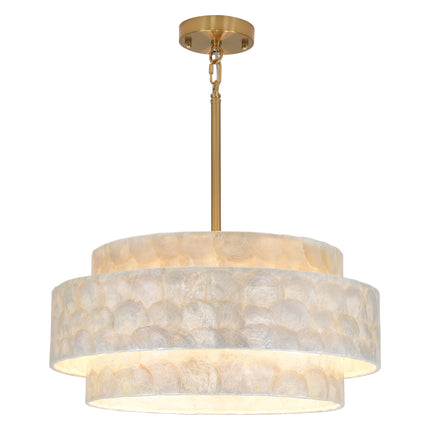 Black 5-Light 3-Tier Capiz Shell Chandelier