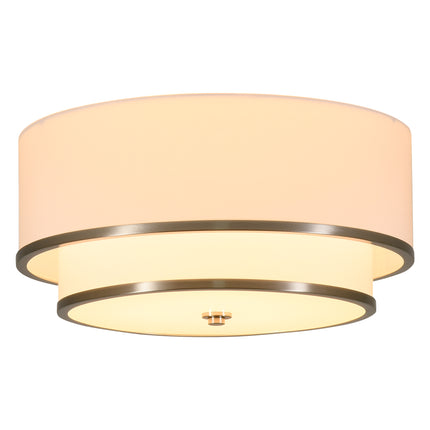 3-Light Black Double Drum Flush Mount Ceiling Light