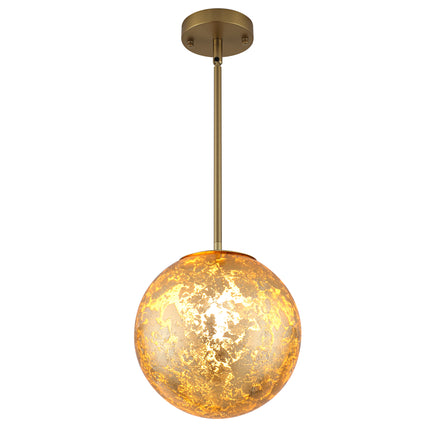 Matte Black Gold Foil Globe Pendant