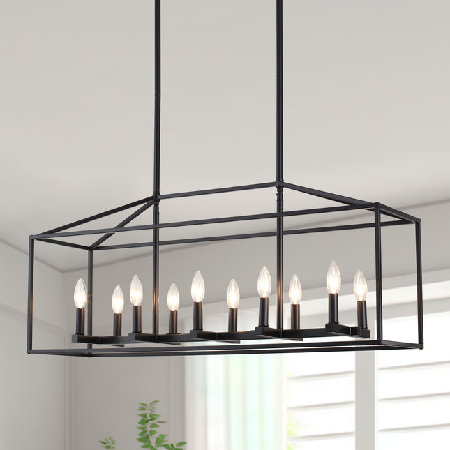 10-Light Black Linear Island Light