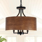 4-Light Rustic Brown Drum Chandelier